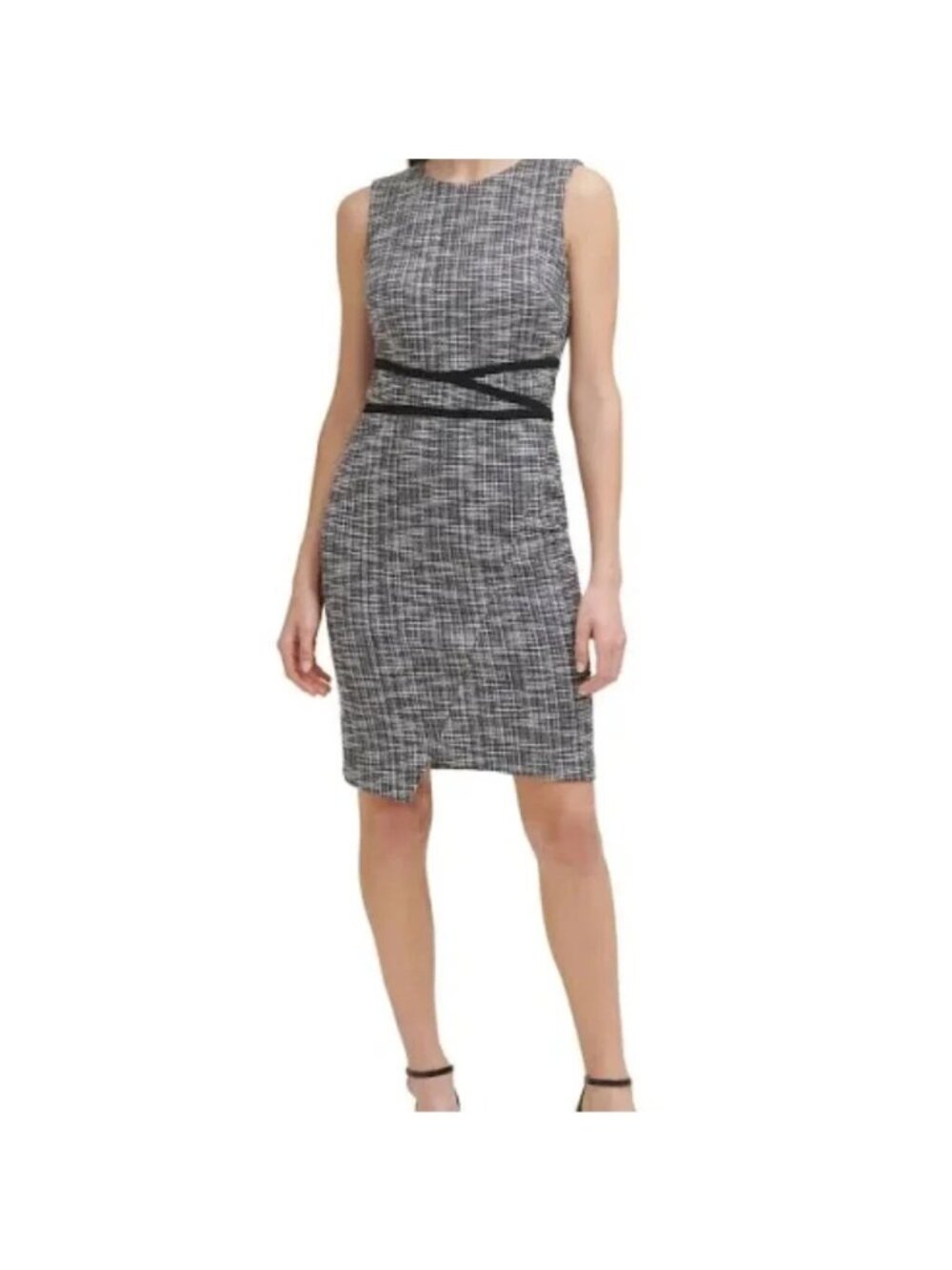 Tommy Hilfiger Womens Petites Soutache Trim Sleeveless Dress Grey Size 2P NWT